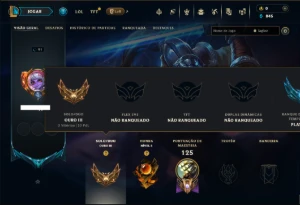 Ouro 3 com 90 Champs e 34 Skins ( JG / SUP / TOP )