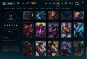 Ouro 3 com 90 Champs e 34 Skins ( JG / SUP / TOP ) - League of Legends LOL
