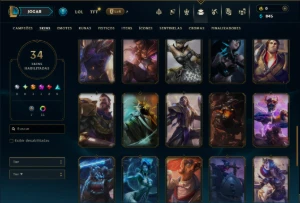 Ouro 3 com 90 Champs e 34 Skins ( JG / SUP / TOP ) - League of Legends LOL