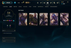 Ouro 3 com 90 Champs e 34 Skins ( JG / SUP / TOP ) - League of Legends LOL