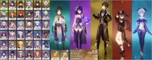 Xiao Shogun ZhongLi Hutao Ganyu Itto +Espinha&Espada Celest - Genshin Impact
