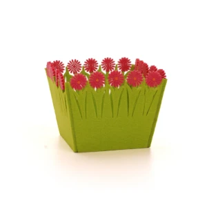 Cachepot de Feltro Quadrado G com Flores - Cores - Artesanato e Personalizados