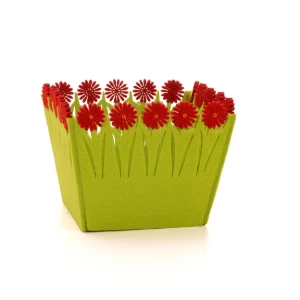 Cachepot de Feltro Quadrado G com Flores - Cores - Artesanato e Personalizados