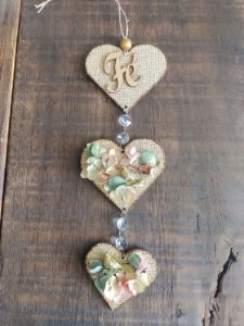 Pingente Decorativo de Corações - Fé ou Vida - Artesanato e Personalizados