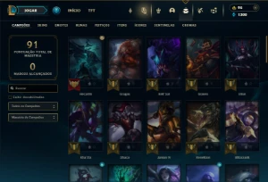 Platina 4 com 60 Champs e 16 Skins + 2 Fragmentos - League of Legends LOL