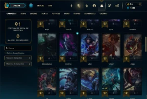 Platina 4 com 60 Champs e 16 Skins + 2 Fragmentos - League of Legends LOL