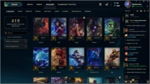 Conta de Lol Todos os Champions - Plat 1 +100 skins - League of Legends