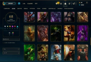 Platina 3 com 90 Champs e 68 Skins - League of Legends LOL