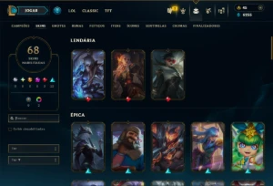 Platina 3 com 90 Champs e 68 Skins - League of Legends LOL