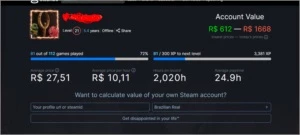 conta steam 5 anos com 74 jogos