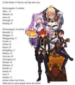Genshin Impact (  Diluc, Albedo, Jean, Zhongli, Keqing )