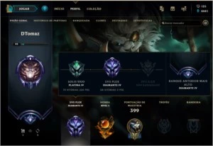 Conta Lol Platina IV solo/Diamante IV flex 5x5 c/ 387 skins - League of Legends
