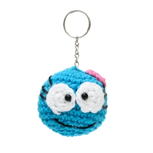 Chaveiro Carinha Feliz Azul em Amigurumi - Artesanato e Personalizados