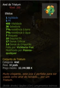 ANEL DE TRIATUM EXO 1PA 1 AGILIDADE - Dofus