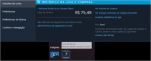 conta steam emblema de 7 anos, 75$ de saldo mais dois jogos. - Outros