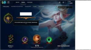 conta league of legends unranked e ouro na  season 6 e 7 LOL