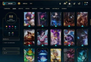 Conta Unranked com 75 Champs e 88 Skins ( MAIN SUPORTE ) - League of Legends LOL