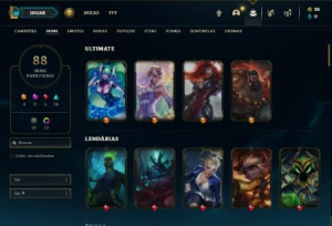 Conta Unranked com 75 Champs e 88 Skins ( MAIN SUPORTE ) - League of Legends LOL