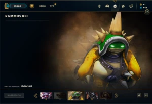 Esmeralda com 3 Raras: Corki Ovni, Kayle Juiza e Rammus Rei - League of Legends LOL