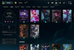 Esmeralda com 3 Raras: Corki Ovni, Kayle Juiza e Rammus Rei - League of Legends LOL