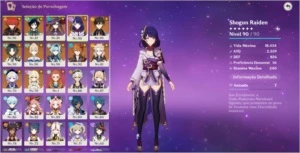 Conta Genshin Impact 13 Personagens 5S e 18 Personagens 4S
