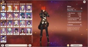 Conta Genshin Impact 13 Personagens 5S e 18 Personagens 4S