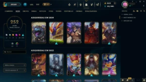 Conta League of Legends, ex mestre (2021), 252 skin+2635 RP LOL