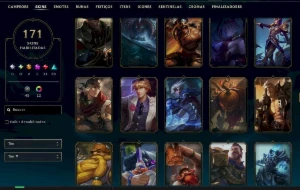Conta Lol Full Acesso - Maior Elo Diamante - 171 Skins - Ent - League of Legends