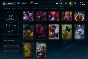 Conta ouro 2 com 102 Champs e 60 Skins - League of Legends LOL