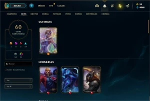 Conta ouro 2 com 102 Champs e 60 Skins - League of Legends LOL