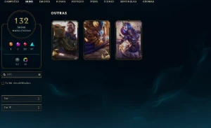 Ouro 1 com 140 Champs e 132 Skins - League of Legends LOL