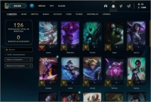 Conta unranked (ex ouro 1), com 33 champs e 19 skins - League of Legends LOL