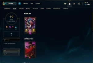 Conta unranked (ex ouro 1), com 33 champs e 19 skins - League of Legends LOL