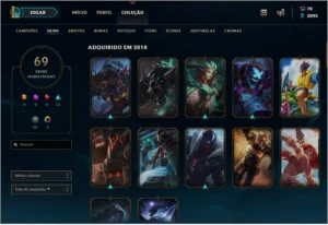 vendo conta ouro 3 com borda ouro 1 69 skins e 119 chaps - League of Legends LOL