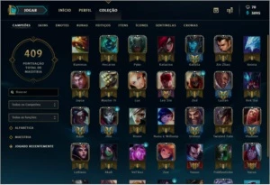 vendo conta ouro 3 com borda ouro 1 69 skins e 119 chaps - League of Legends LOL