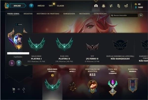 Conta Platina 1 com TODOS os champs e 629 Skins (Nivel 1022) - League of Legends LOL