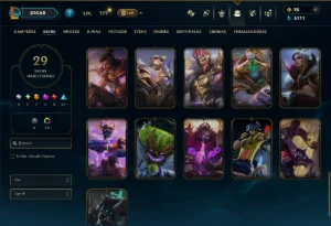 Mestre com TODOS os Champs e 29 Skins ( 610 PDL ) - League of Legends LOL