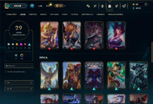 Mestre com TODOS os Champs e 29 Skins ( 610 PDL ) - League of Legends LOL