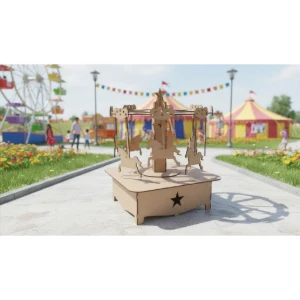 Carrossel 3d 39 cm MDF cru mod luxo festa parque... - Artesanato e Personalizados