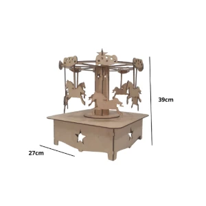 Carrossel 3d 39 cm MDF cru mod luxo festa parque... - Artesanato e Personalizados