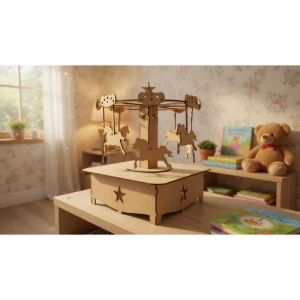 Carrossel 3d 39 cm MDF cru mod luxo festa parque... - Artesanato e Personalizados