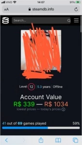 Conta Steam Level 12, 5.3 anos + 45 jogos e itens no inv