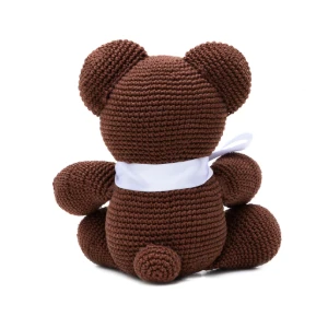 Urso Marrom Laço Branco Amigurumi - Artesanato e Personalizados