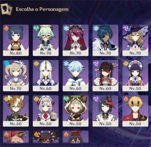 Conta AR59 - Genshin Impact (Ayaka, Ganyu, Hu Tao e Etc.)