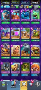 CV62, 32 cartas nv 15, 15 cartao com evo,1.8kk gold,9200gems - Clash Royale