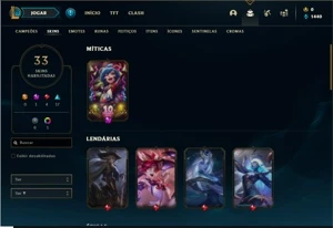 Conta ouro 4 com 77 Champs e 33 Skins - League of Legends LOL