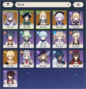 AR 39 > 16 Personagens Keqing, QiQi, Vent, Jean + 2 Armas 5* - Genshin Impact