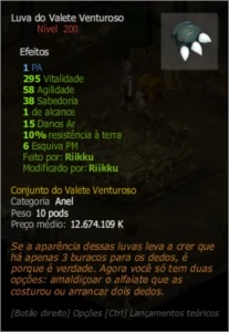 LUVA DO VALETE VENTUROSO EXO 1PA - Dofus