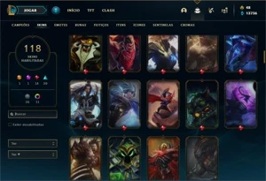 Conta Unranked com 135 Champs e 118 Skins + 17 Maestrias 7 - League of Legends LOL