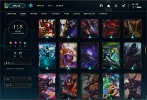 Conta Unranked com 135 Champs e 118 Skins + 17 Maestrias 7 - League of Legends LOL